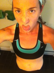 A rare sports bra only run. Somehow managed to coordinate it with my headband, so style points for that.